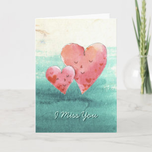 Cute Fine Art Love Hearts - I Miss You Holiday Card