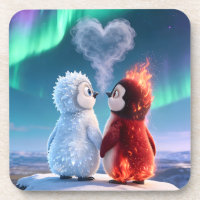 Cute Fire and Ice Penguin Northern Lights