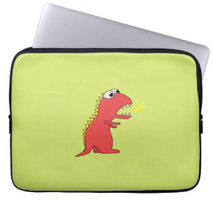 Cute Fire Breath Cartoon T-Rex Dinosaur Kids 13in Laptop Sleeve