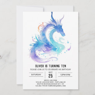 Cute Fire-Breathing Dragon Birthday party Invitation