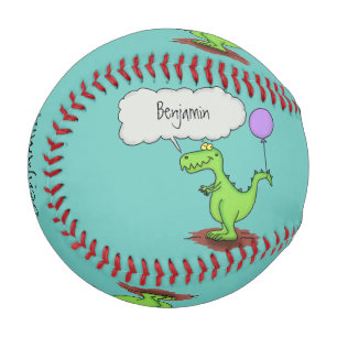 Cute fire breathing green funny dragon cartoon baseball