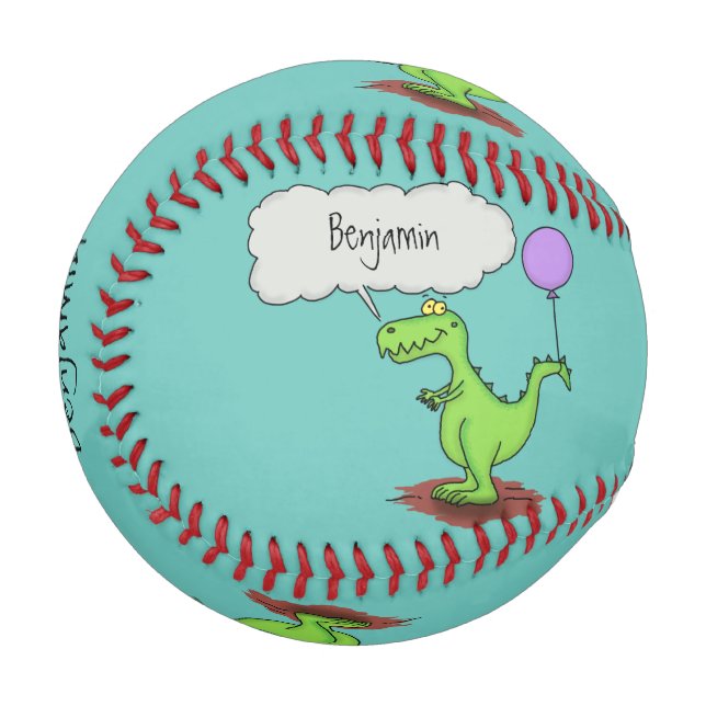Cute fire breathing green funny dragon cartoon baseball (Front Left)