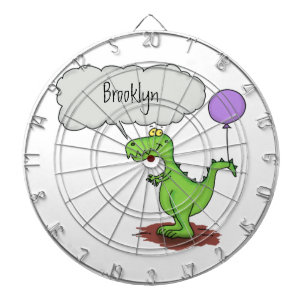 Cute fire breathing green funny dragon cartoon dartboard