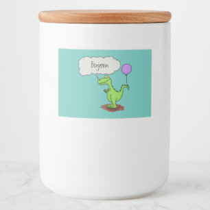 Cute fire breathing green funny dragon cartoon food label