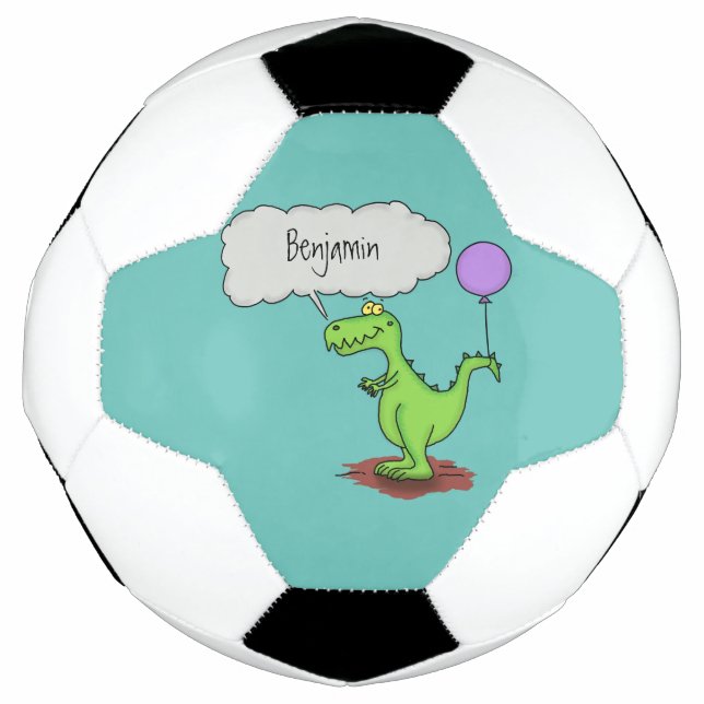 Cute fire breathing green funny dragon cartoon football (Front)