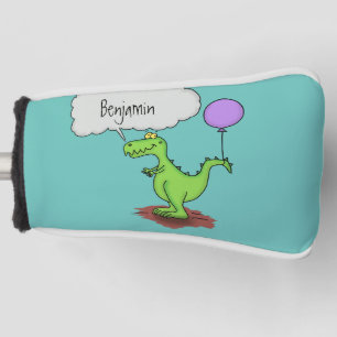 Cute fire breathing green funny dragon cartoon golf head cover
