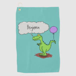 Cute fire breathing green funny dragon cartoon golf towel