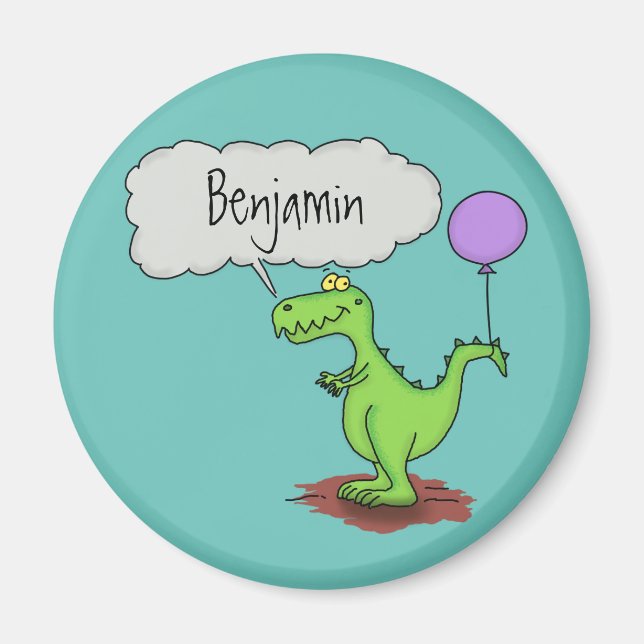 Cute fire breathing green funny dragon cartoon magnet (Front)