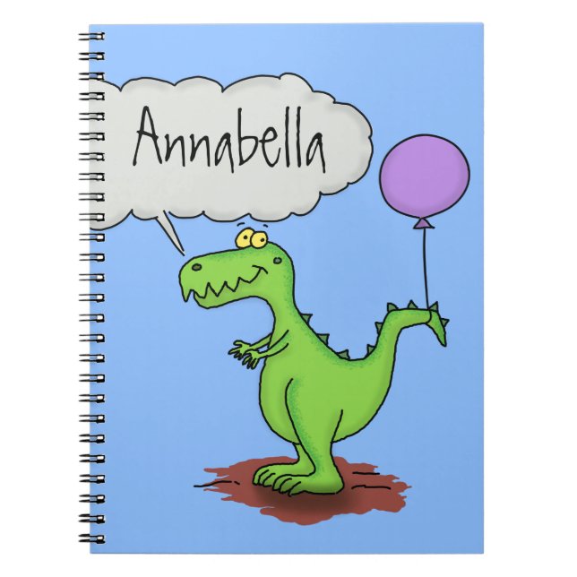 Cute fire breathing green funny dragon cartoon notebook (Front)