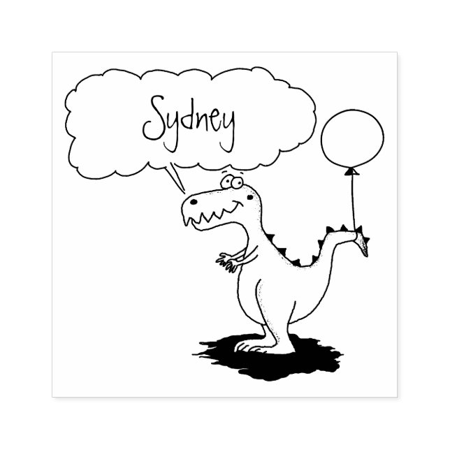 Cute fire breathing green funny dragon cartoon rubber stamp (Imprint)