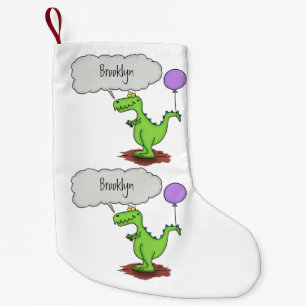 Cute fire breathing green funny dragon cartoon small christmas stocking