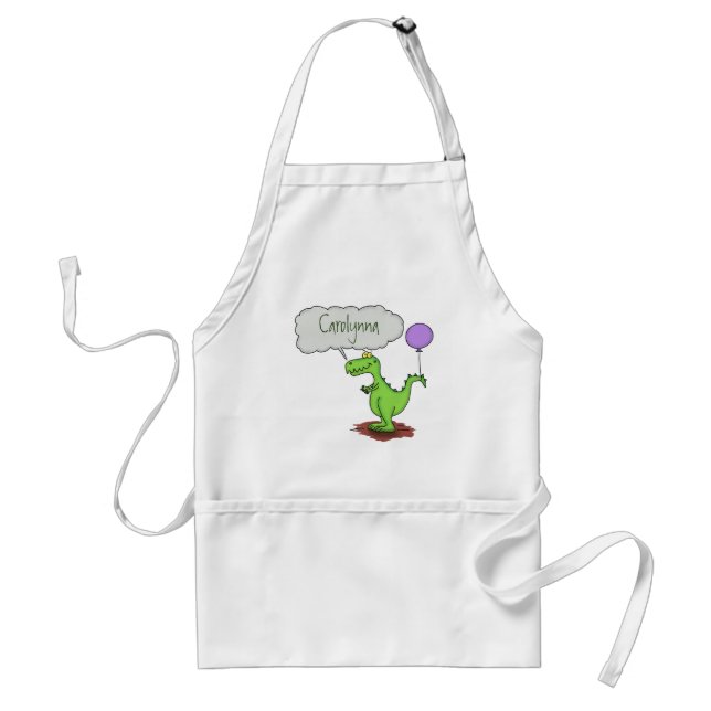 Cute fire breathing green funny dragon cartoon standard apron (Front)