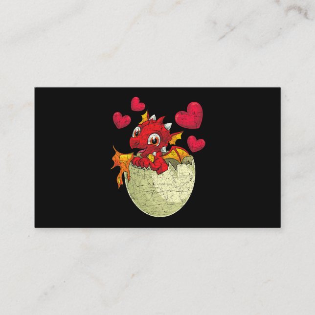 Cute Fire Dragon Lover Heart Mythical Creature Dra Business Card (Front)