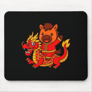 Cute Fire Horse Riding Chinese Dragon Lunar New Ye Mouse Mat