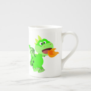 Cute Fire-Spitting Cartoon Baby Dragon Bone China Mug