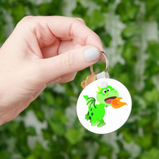 Cute Fire-Spitting Cartoon Baby Dragon Key Ring
