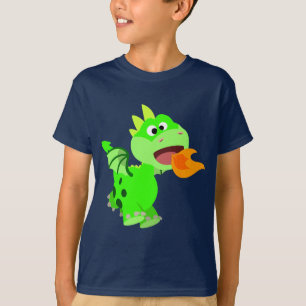 Cute Fire-Spitting Cartoon Baby Dragon Kids Tees