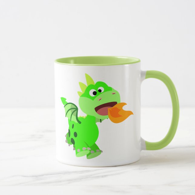 Cute Fire-Spitting Cartoon Baby Dragon Mug (Right)