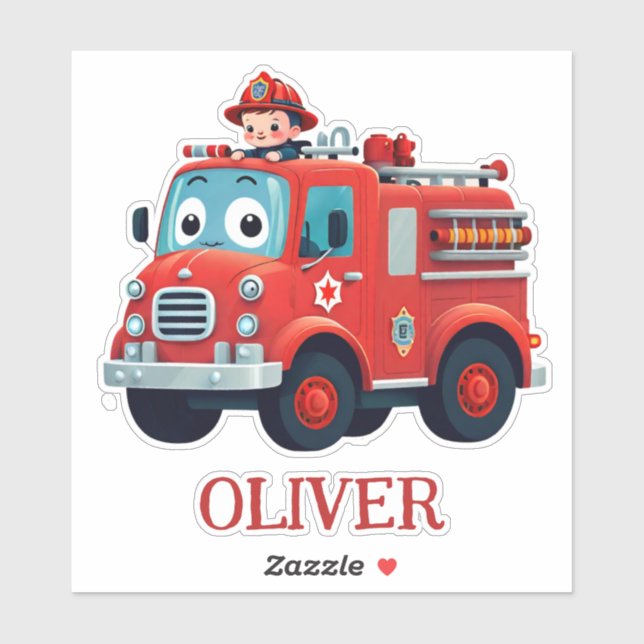 Cute Fire Truck and Firefighter (Sheet)