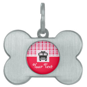 Cute Fire Truck Pet Name Tag