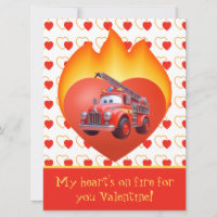Cute fire truck Valentine's day