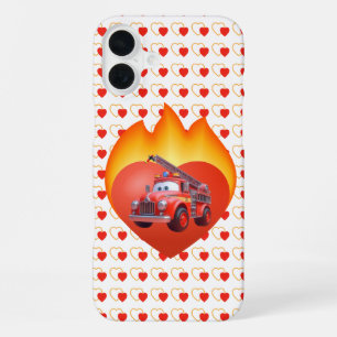 Cute fire truck Valentine's day iPhone 16 Plus Case