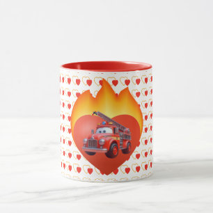 Cute fire truck Valentine's day Mug