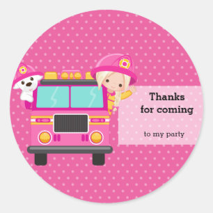 Cute Firefighter Classic Round Sticker