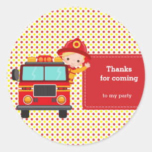 Cute Firefighter Classic Round Sticker