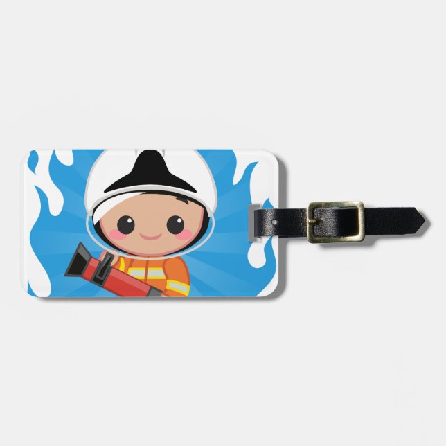 Cute FireFighter Reg Luggage Tag (Front Horizontal)