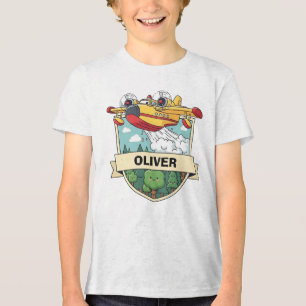 Cute Firefighting Plane Badge Tri-Blend Shirt