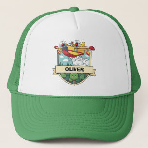 Cute Firefighting Plane Badge Trucker Hat