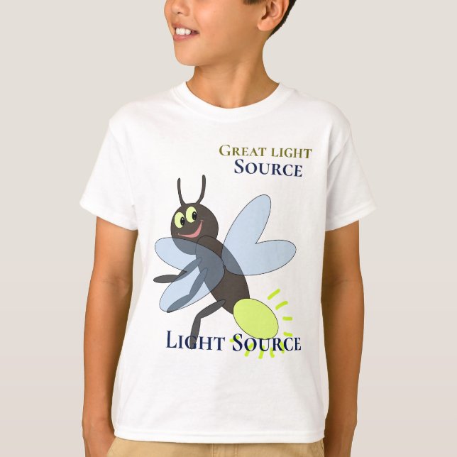 Cute Firefly Big Eyes Blue Wings Yellow Light T-Shirt (Front)