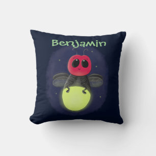 Cute firefly lighting bug cartoon illustration cushion