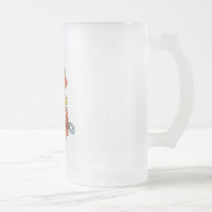 Cute Fireman Firefighter Bear Frosted Glass Beer Mug