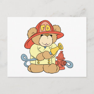 Cute Fireman Firefighter Bear Postcard