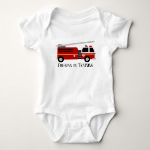 cute fireman training word art baby bodysuit