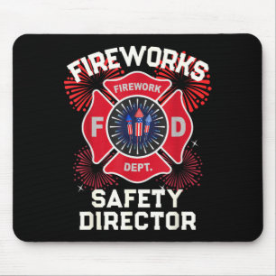 Cute firework safety director boom squad mouse mat