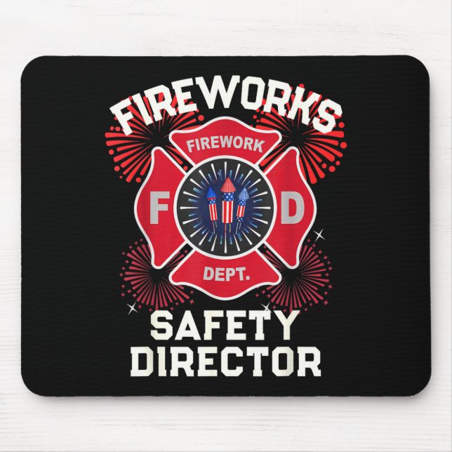 Cute firework safety director boom squad mouse mat (Front)