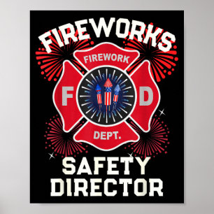 Cute firework safety director boom squad poster