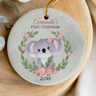 Cute first baby Christmas Wreath Ceramic Tree Decoration