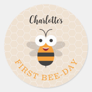 Cute First Birthday 1st Bee-Day Honeybee Honeycomb Classic Round Sticker