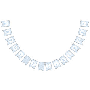 Cute First Birthday Blue Plaid Pattern Bunting