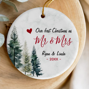 Cute first Christmas as Mr and Mrs Ceramic Tree Decoration