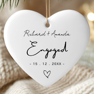 Cute first Christmas engaged minimal Ceramic Tree Decoration