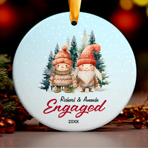 Cute first Christmas engagement nordic theme Ceramic Tree Decoration
