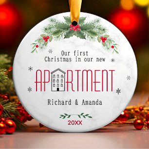 Cute first Christmas in our new apartment floral Ceramic Tree Decoration