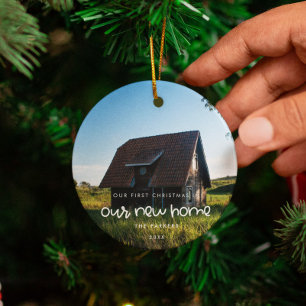 Cute First Christmas in our new home Photo Ceramic Tree Decoration