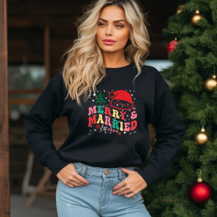 cute First Christmas Married and Merry Newlyweds Hoodie