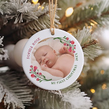 Cute First Christmas New Baby Ceramic Ornament